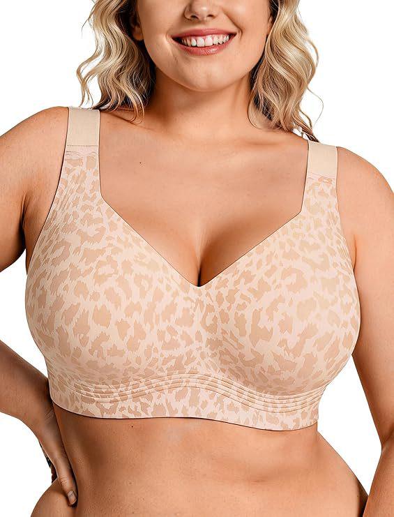 OEAK Women's Plus Size Seamless Wireless Supportive Jelly Bra