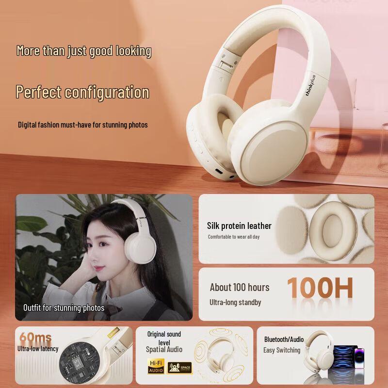 Lenovo ThinkPlus TH30 Bluetooth 5.4 Noise-Cancelling Over-Ear Headphones