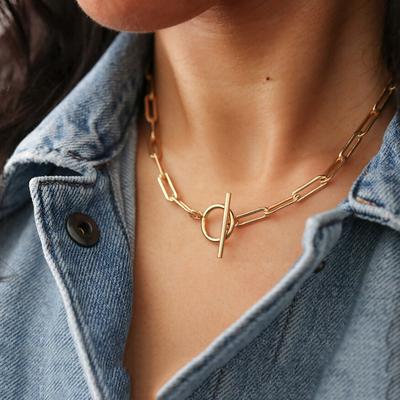 Temperament Classic Paper Clip Chain Necklace Women Fashion Stainless Steel Link Chain Necklace for Women Jewelry Gift