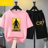 Kids Summer Children Clothing CR7 Soccer Star Print Short Sleeve Top Shorts 2pcs Set Soft Sports Tracksuit Outfit Wear