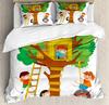 Baumhaus Bettbezug-Set für Kinder Jugendliche Leichte Tagesdecke Bezug Schlafzimmerdeko Natürliches Botanisches Thema Bettwäscheset Keine Steppdecke