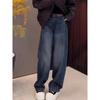 Women's Fleece-Lined Retro Wide-Leg Jeans: New Autumn/Winter Styles for Curvy and Plus-Size Figures, Hip-Covering Design.