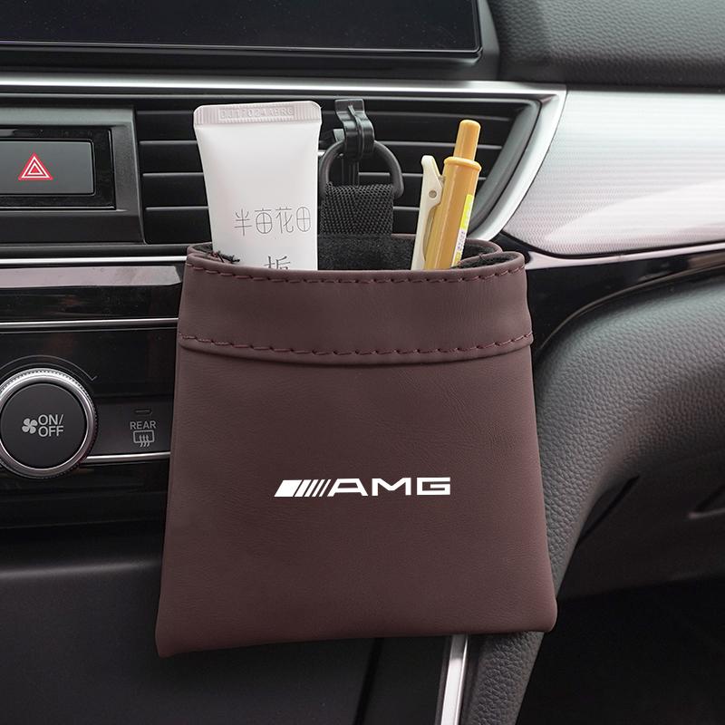

Car Air Outlet Storage Bag Leather Organizer Box Accessories Car Decal For Mercedes Benz AMG W214 W205 W204 W206 W213 W212 W211