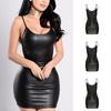 Comfortable Women Dress Nightdress PU Leather Short Wet Look