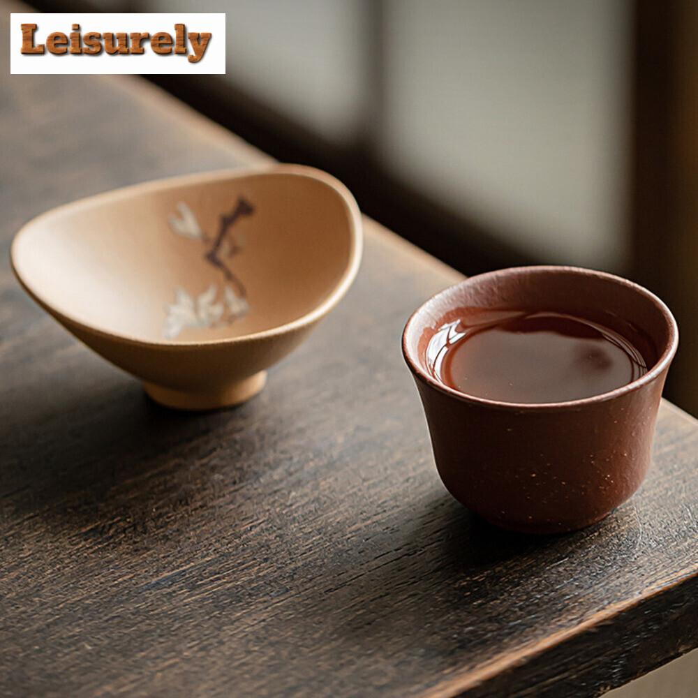 Chiński Yixing ręcznie robiony fioletowy gliniany kubek do herbaty podróżny tykwa filiżanka do medytacji miska do herbaty osobisty mistrz filiżanka do herbaty spersonalizowany zestaw do herbaty prezent