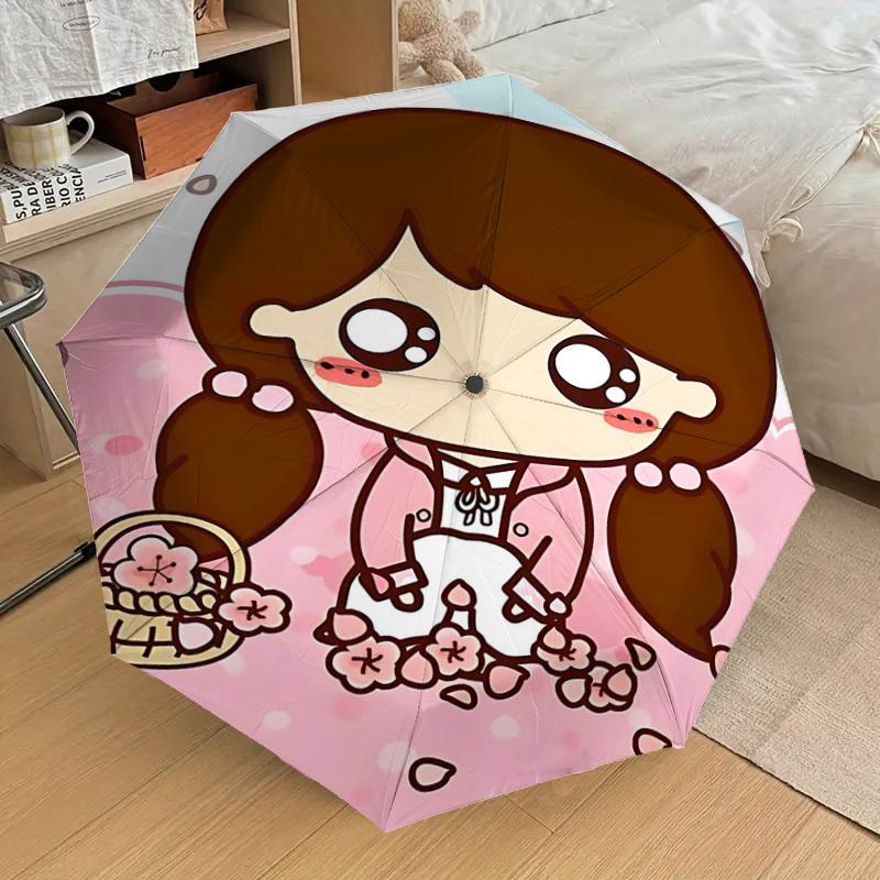 1PC Chibi Sakura Umbrella-8-Rib Reinforced, Automatic Open, Lightweight & Durable, Cute Fashion Accessory for Outdoor-Y0394