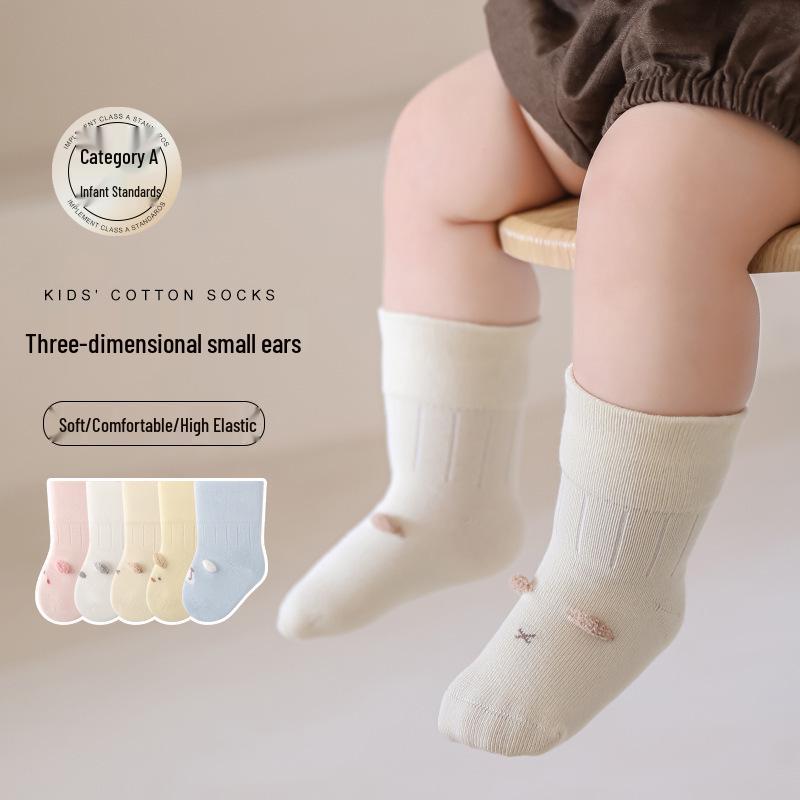 Autumn Combed Cotton Baby Socks - Breathable, Candy Colors, Antibacterial, Seamless Mid-Calf for Infants & Toddlers