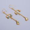 Natural Ethiopian Opal Gold Plated Drop Dangle Electroformed Earrings Jewelry V-72