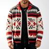 Cardigan da uomo con scialle, maglione casual con zip, maglioni lavorati a maglia con motivo jacquard, giacche lavorate a maglia, maglioni cardigans caldi a maniche lunghe per l'autunno da uomo