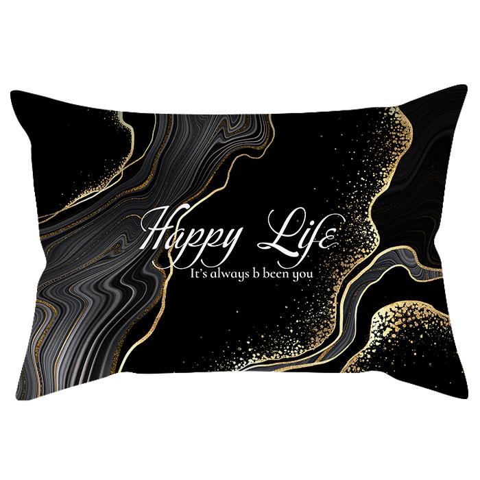 Black and white simple marble pattern printed waist pillowcase sofa living room rectangular cushion cover