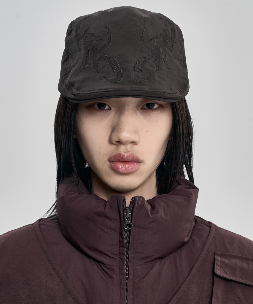 AJOBYAJO Tribal Logo Nylon Flat Cap [Dark Brown]