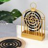 Retro Portable Metal Mosquito Coil Holder with Hanging Bird Cage Design Incense Burner for Outdoor Home Garden Decor