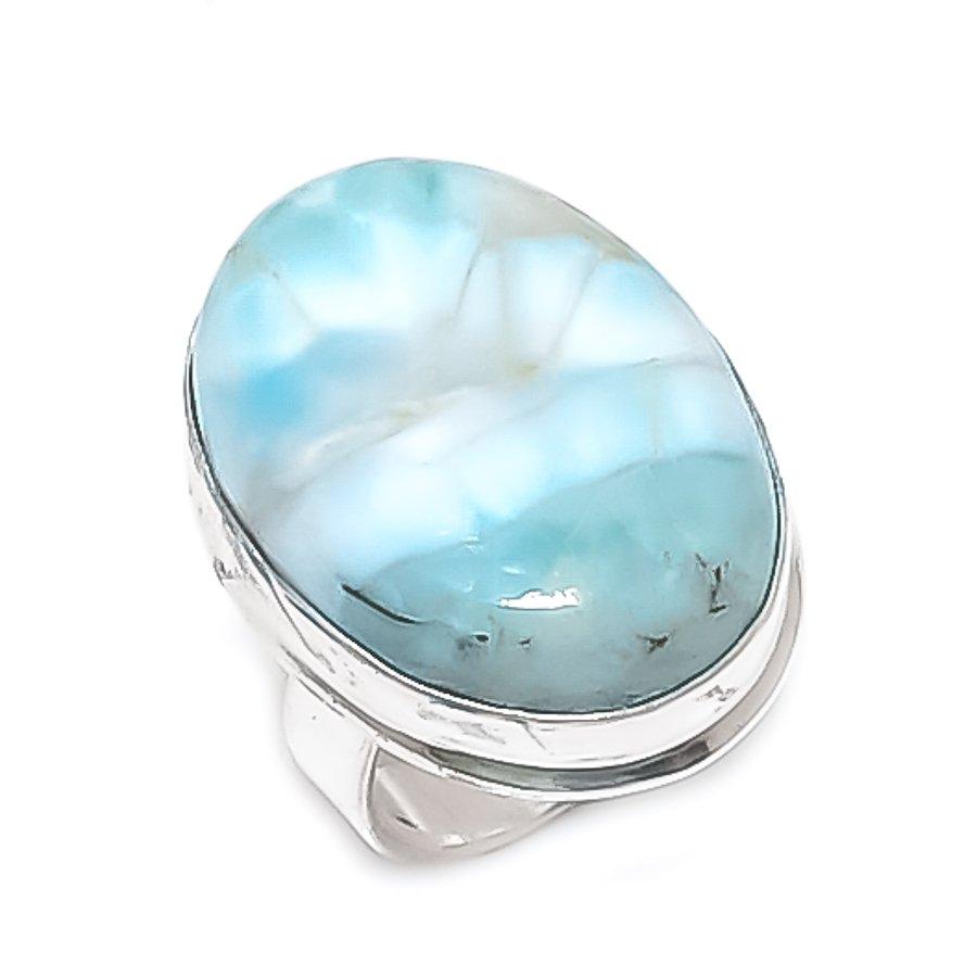 

Натуральный Ларимар Драгоценный камень Ручная работа 925 Стерлинговое серебро Ювелирное кольцо Размер 7 R0j75