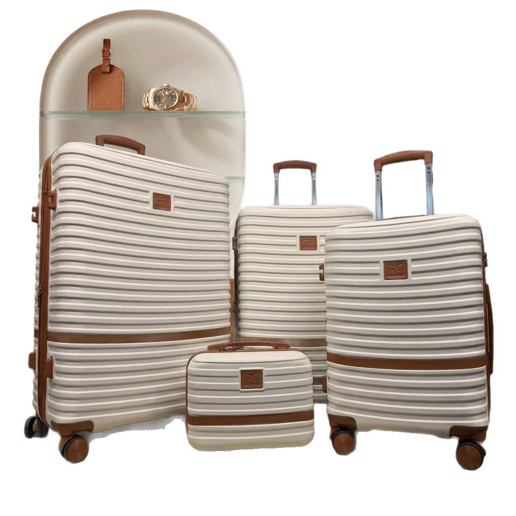 ABS+PC Expandable Trolley Case Set: Three-Piece Layered Storage Carry-on Suitcase for Travel.