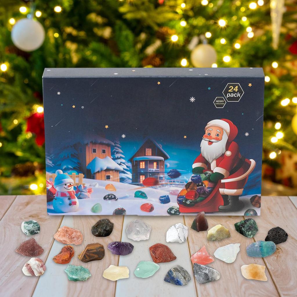 2025 Crystal Christmas Countdown Calendar 24 Days Countdown Christmas Calendar Advent 24 Grid Crystal Stone Children's Gifts