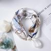 Pearl Magnetic Buckle Silk Scarf Double Square Scarf Necklace Chain Scarf Neck Pattern Small Scarf