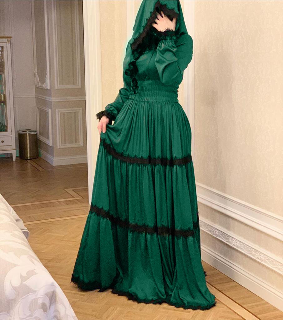 Übergröße Afrikanisches Damen Kapuzen Elastisches Chiffon Muslimisches Kleid