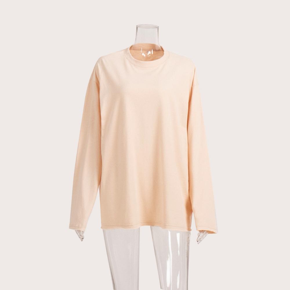 Women's Crew Neck Long Sleeve Oversized T Shirt Solid Color Casual Basic Top