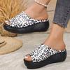 Fashion Summer Shallow Leopard Wedge Slippers for Women 2025 PU Plus Size Woman Slides Non-Slip Platform Women Slippers