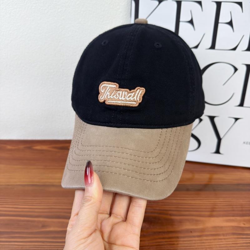 Washed Cotton Soft Top Embroidered Letter Baseball Hat Men's and Women's Fashion Versatile Big Head Curved Brim Showing Face Small Peaked Cap