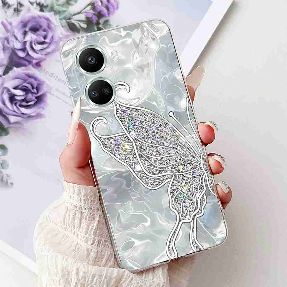 For Huawei nova 10 SE 4G Case BNE-LX1 Luxury Flower Soft Silicone TPU Cover For Huawei Nova 10SE 6.67" Butterfly Phone Casing