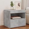 VidaXL Bedside Tables with LED Lights 2 Pcs, Bedside Cabinets with Storage, Bedroom Nightstands, Modern, Concrete Grey 836770