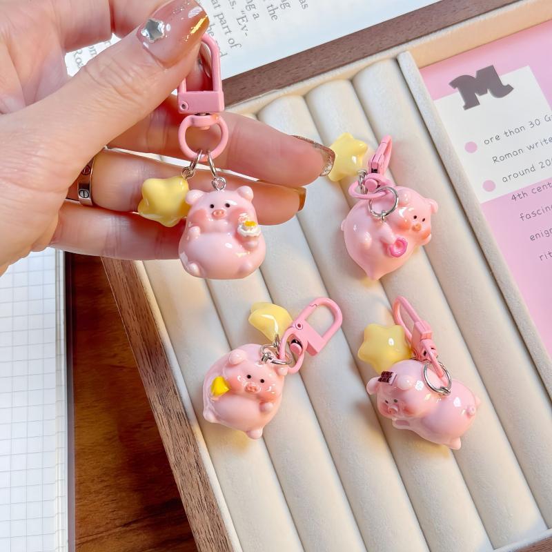 Cartoon Cute Star-shaped Little Pig Keychain Pendant For School Bags As Creative Gifts