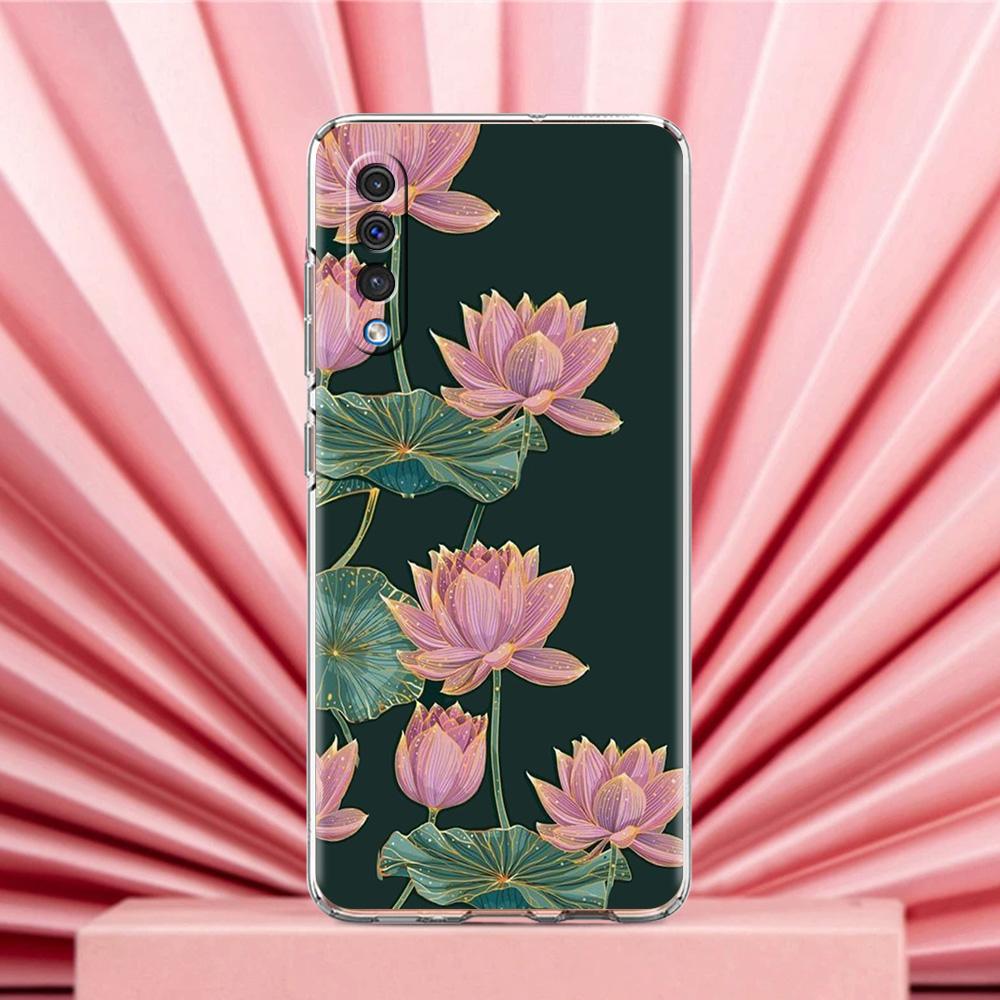 Phone Case For Samsung A56 A36 A26 A24 A16 A14 A12 A32 A50 A70 A20E A22 A40 A34 A54 A42 A52 5G A04s A06 Cover Lotus Pattern