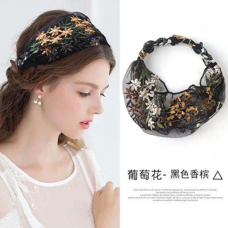 

Lace Mesh Breathable Flower Headband Wide Hair Hoop Hairband for Washing Face Cover Gray Hair