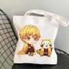 Japanischer Anime Dämon Slayer Bedruckte Stoffhandtasche Tote Travel Eco Shopping Frau Shopper Klappstrand Schulter Canva Designer