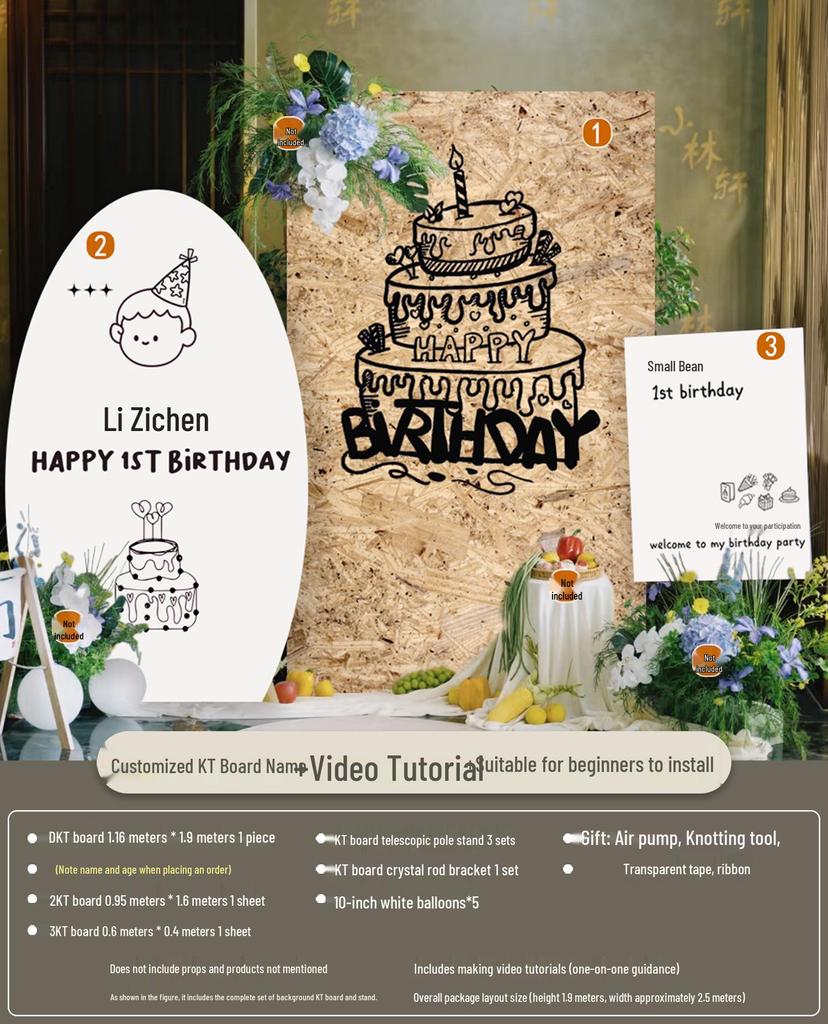 Korean Style First Birthday Decorations: Balloons & Backdrop for Boys & Girls