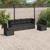 Vidaxl 6-Cz. Garden Furniture Set With Cushions, Black Poly Rattan