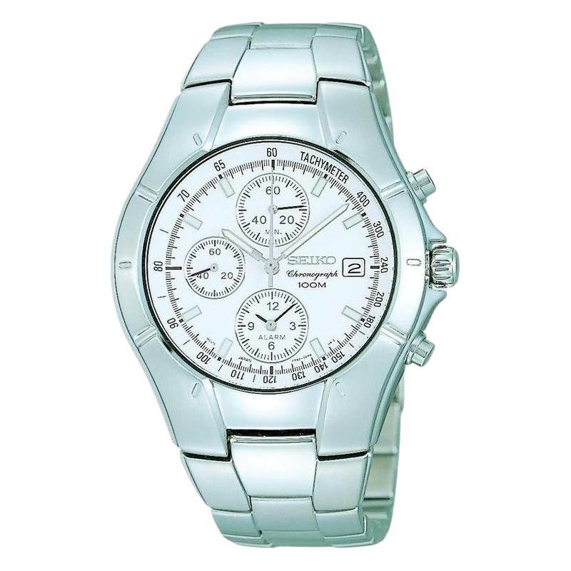 SEIKO 100 meters waterproof Quartz Steel Strap 46mm men s watch white dial SNA381 белый