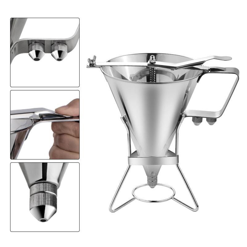 304 Stainless Steel Batter Dispense Octopus Balls Batter Baker Cooking Tool with Rack Cupcake Pancake Batter Maker Kitchen Tool