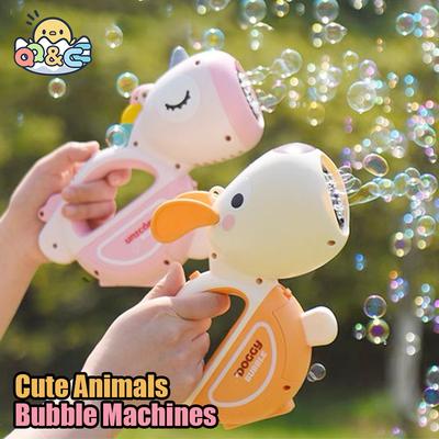Automatic Animal Bubble Machines Handheld Electric Soap Blower Pomperos Gun LED Light Outdoor  for Kids Children's Day