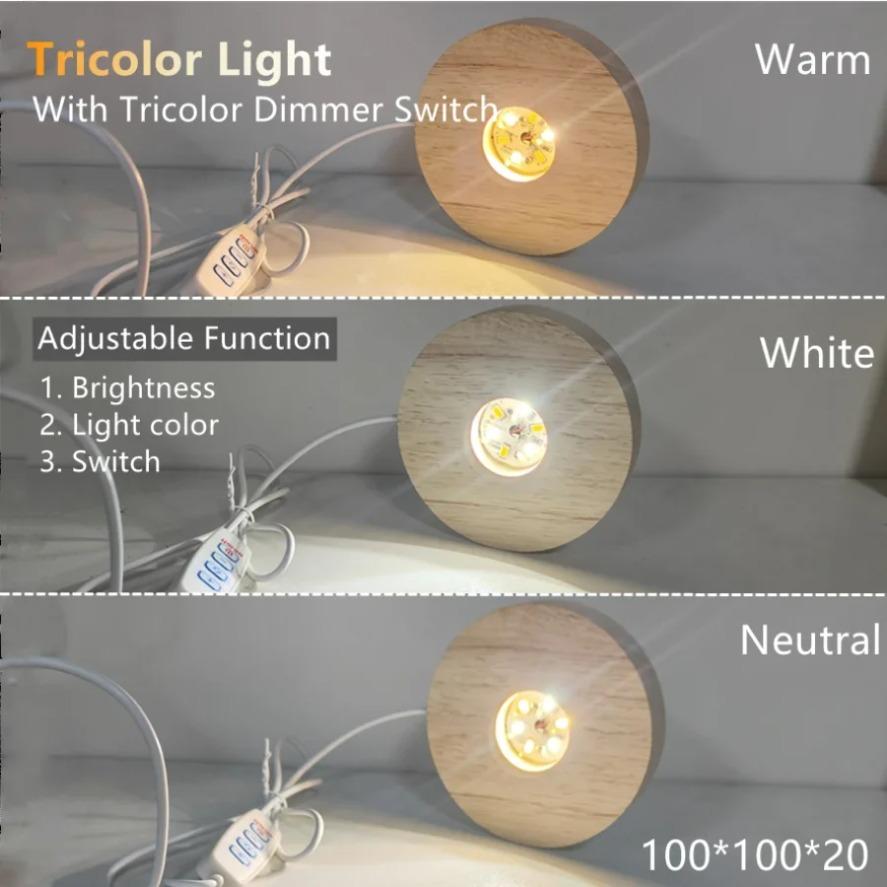 USB Switch Desktop Decorative Lights Dimmable Wooden Colorful Gradient Remote Control Light Base Display Light Support Ornament