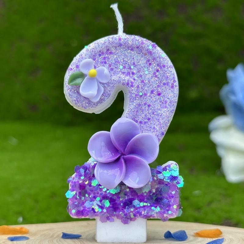 Creative Digital Birthday Candle Cake Party Decoration First Birthday Flowers