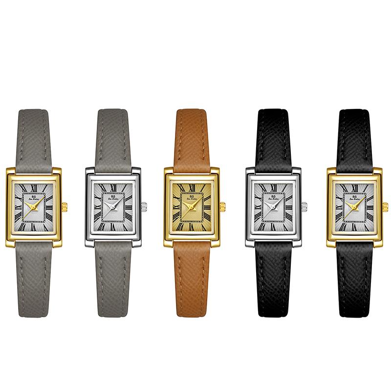 Light Luxury Square Dial Women's Watches Premium Elephant Grey Leather Strap Quartz Wristwatch Classic Temperament Ladies' Watch