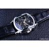 Forsining Men's Fashion Casual Hollow Mechanical Movement Automatic Mechanical Watch SLZe118-A