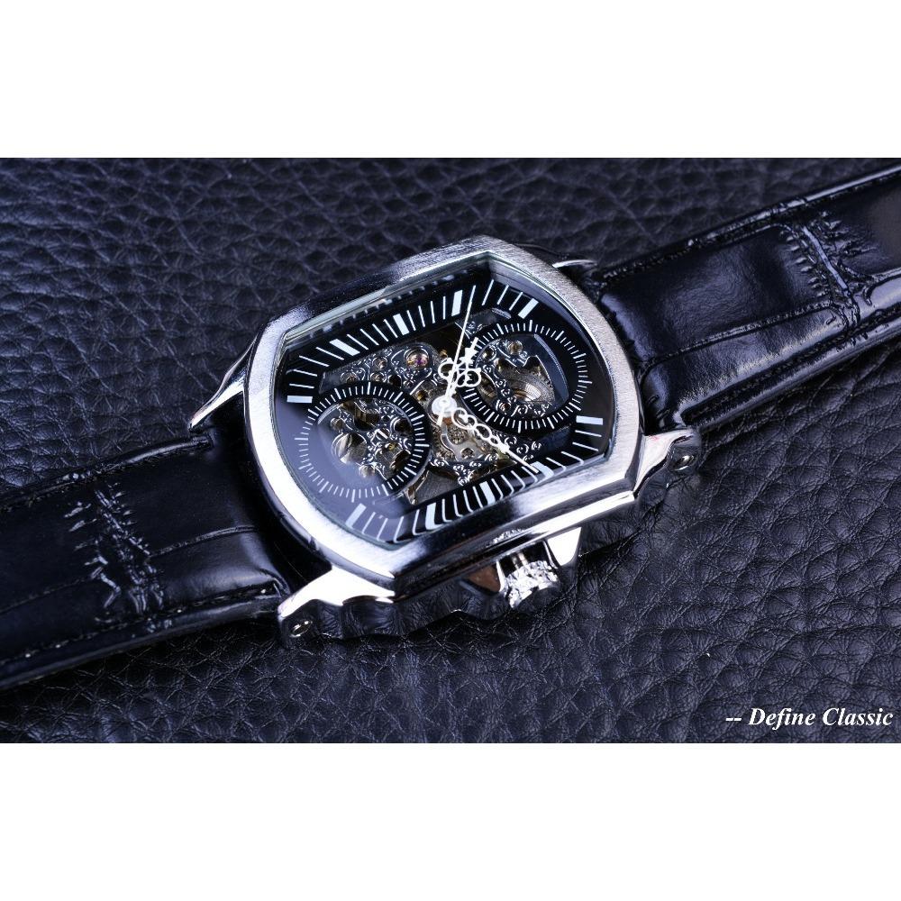Forsining Men's Fashion Casual Hollow Mechanical Movement Automatic Mechanical Watch SLZe118-A