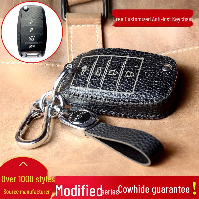 Real Leather Case for Modified Folding Keys: Compatible with Xiongbing Kia, Honda, Toyota, Iron General Remotes