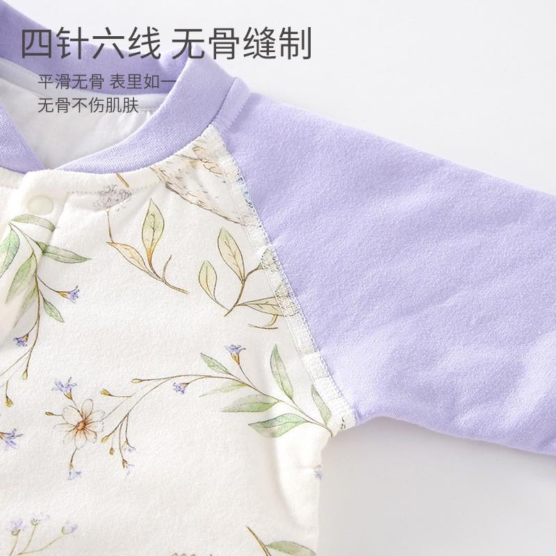 40g Quilted Cotton Baby Romper Long Sleeve Snap Front Sleepsuit Newborns 0-12 Months Fall Winter