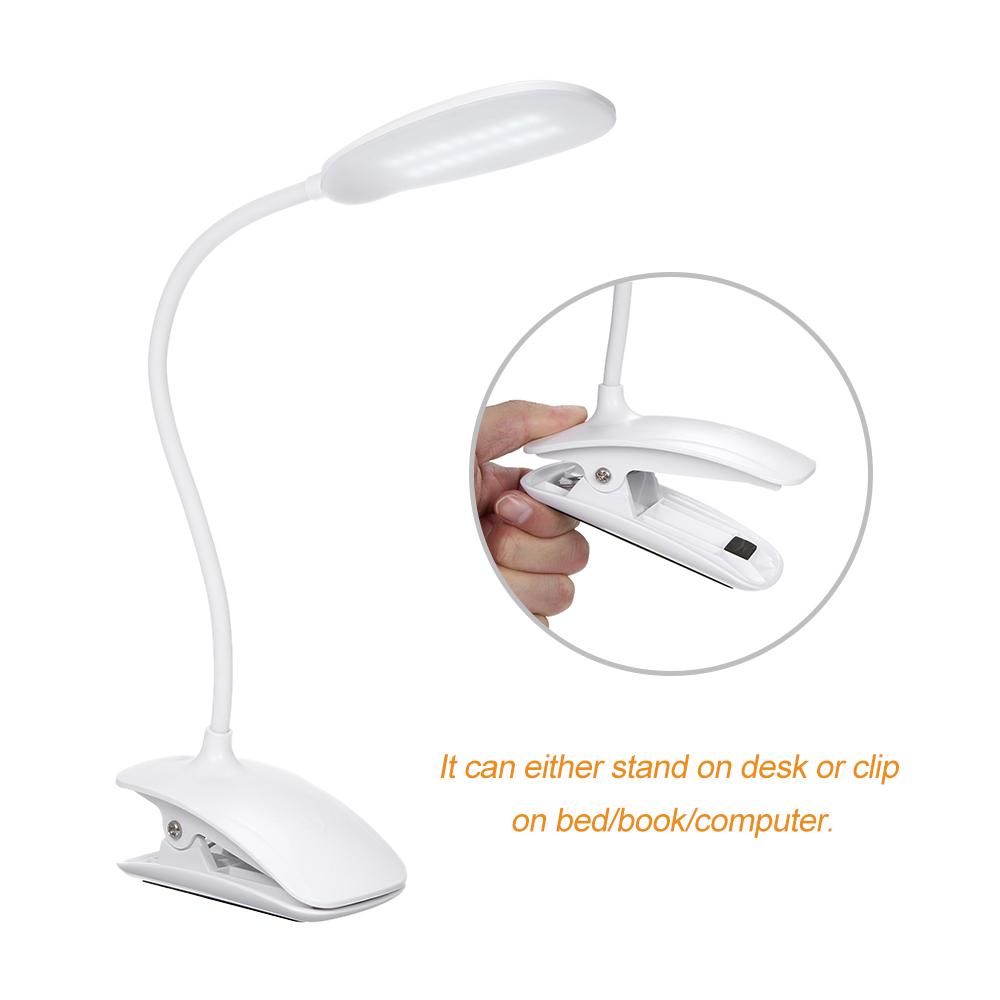Dimmable Clip-on LEDs Re Able Desk Lamp Touching Control 360 Degrees Flexible Gooseneck 3 Brightness Reading Light for Desk Bedroom