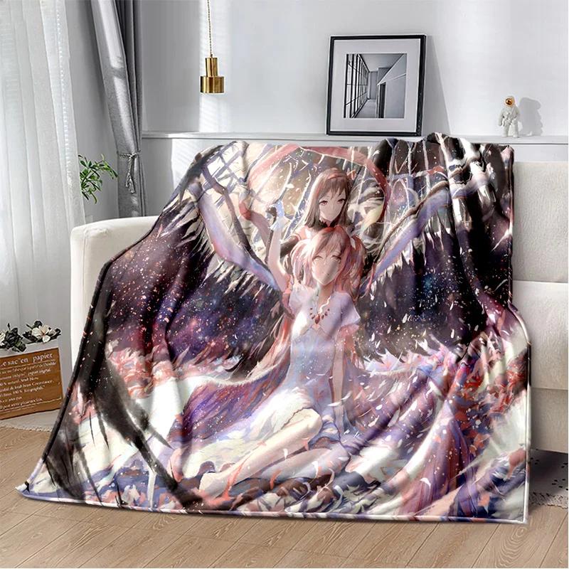 Karikatür Puella Magi Madoka Magica Battaniye, Yumuşak Atmak Battaniye Ev Yatak Odası Yatak Kanepe Piknik Seyahat Ofis Kapak Battaniye Çocuklar için