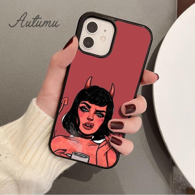 

Сексуальный женский чехол для телефона с изображением дьявола для iPhone 11 12 13 14 Pro Max mini X XR XS SE 2020 5 6S 7 8 Plus Samsung Galaxy S21 S22 iPhone 11