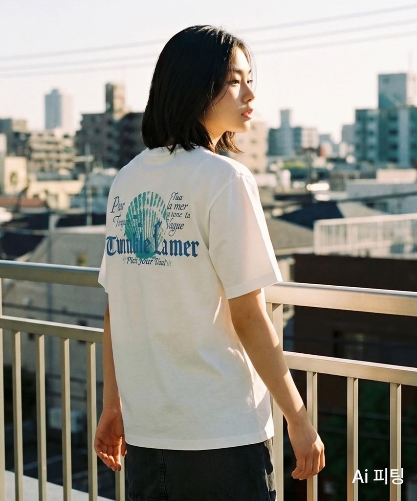 Kichipichi La Mer Clam Semi-Overfit Sorona Short Sleeve T-Shirt Off-White (Kf2Lts001)