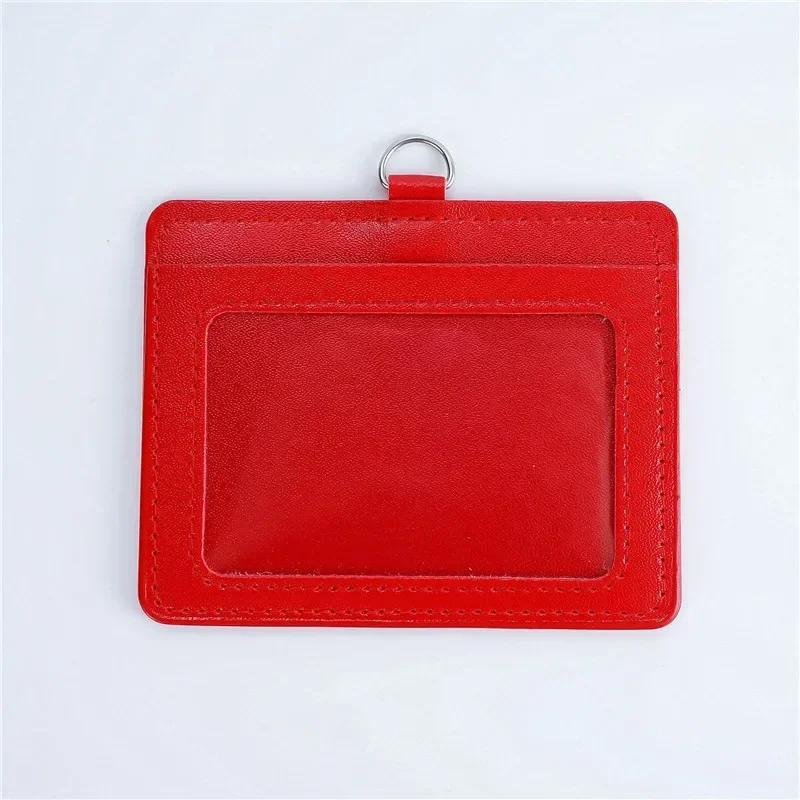 Fashion PU Leather Card Holders Set Women Men Student Retractable Badge Reel ID Card Holder Cover Case Nurse Badge Lanyards