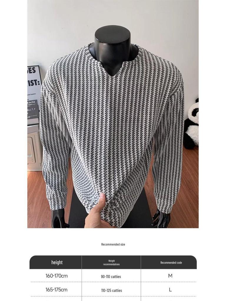 Unisex Herringbone Henley Hoodie: Autumn Houndstooth Long Sleeve Layer