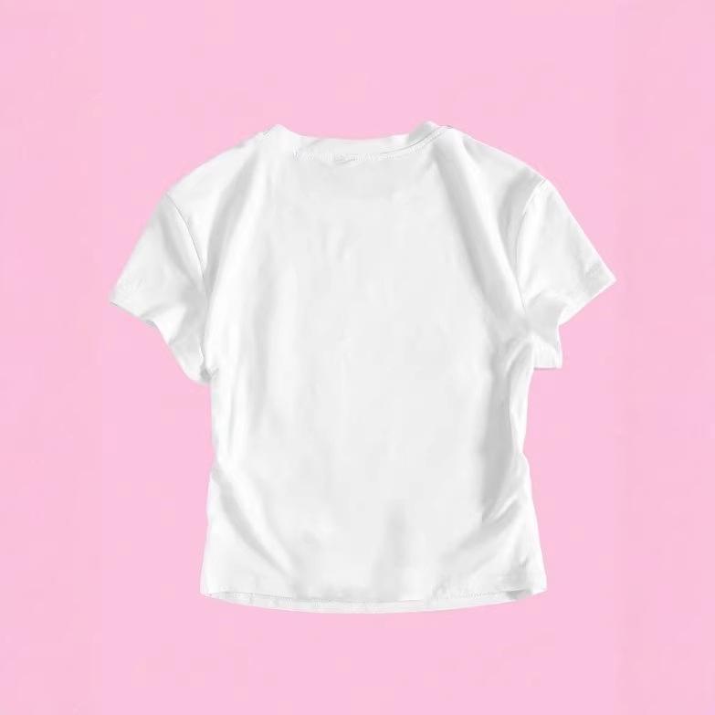 Baby Tee Corto con Stampa Bicchiere da Vino da Donna Transfrontaliero - Manica Corta, Top Versatile 2026