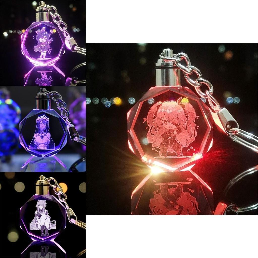 Captivating Genshin Impact Crystal Led Keychain Perfect Gift For Game Lovers